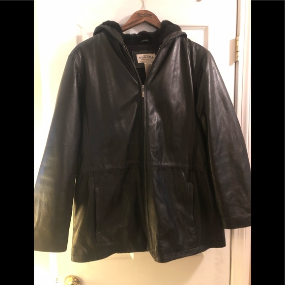 Sonoma Jackets & Blazers - Leather Jacket with hood